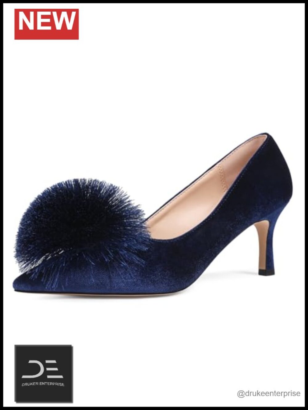 Women's Pointed Toe Puff Pompom Stiletto High Heel Pumps Wedding Party Dress